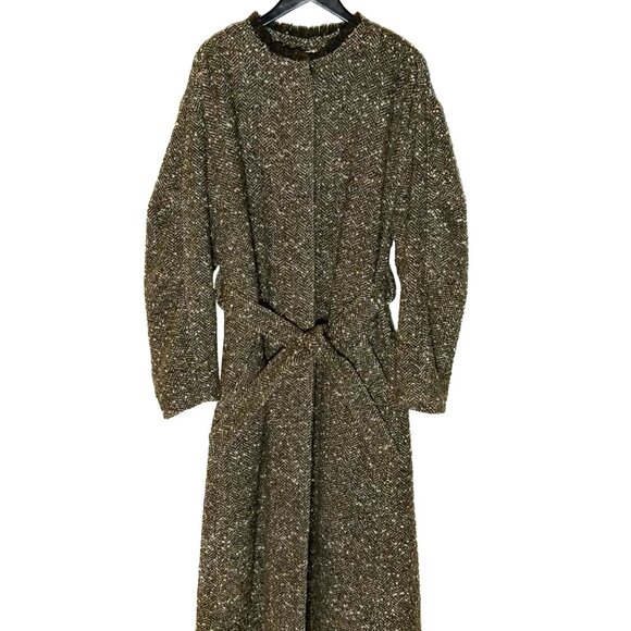 Isabel Marant Etoile Green Tweed Jardy Wool Long Coat - Picture 1 of 11